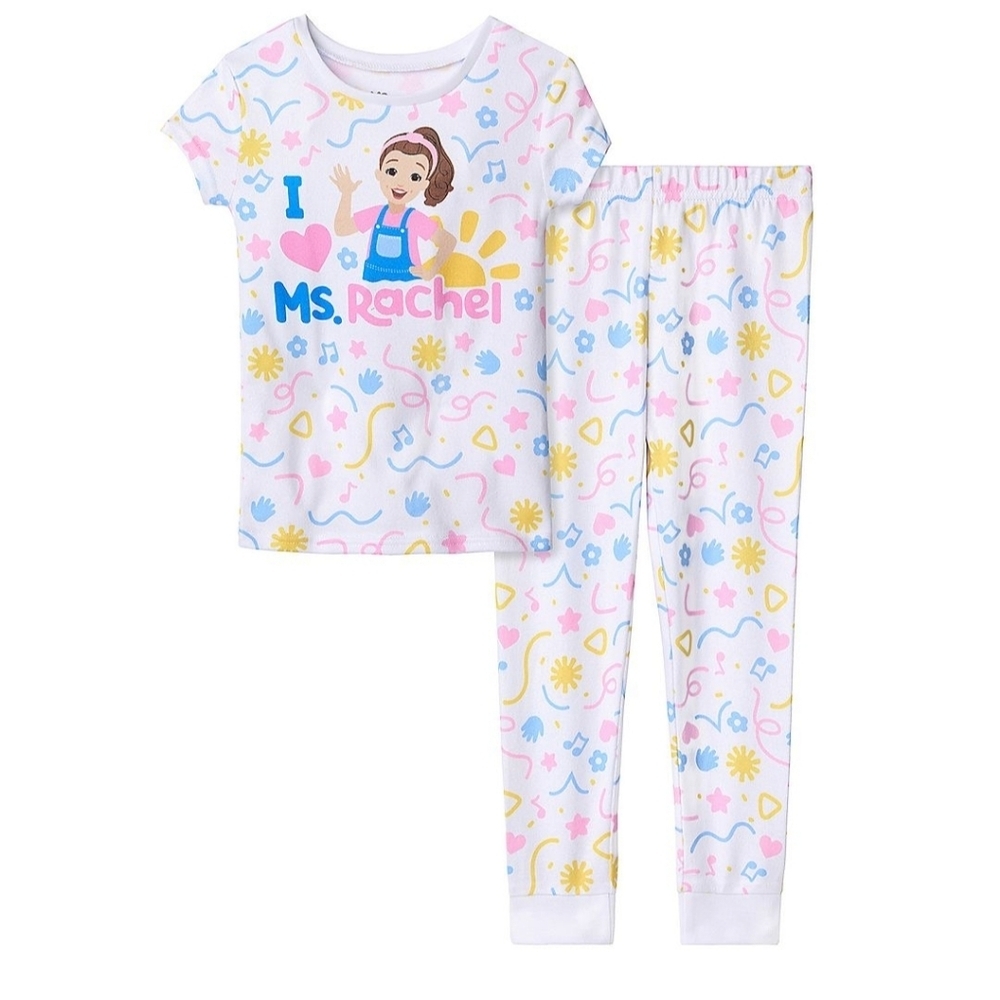 Ms.Rachel Pajama Set Miss Rachel Tv Show Toddlers. Pink, Blue And White